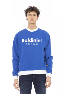 Thumbnail for Sleek Blue Cotton Fleece Hoodie with Front Logo