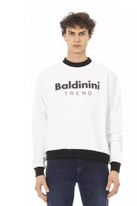Thumbnail for Chic White Cotton Fleece Hoodie with Front Logo