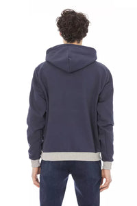 Thumbnail for Chic Blue Cotton Fleece Hoodie with Front Logo
