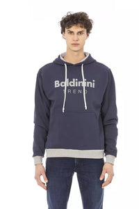 Thumbnail for Chic Blue Cotton Fleece Hoodie with Front Logo