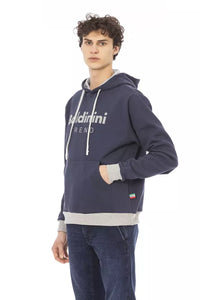 Thumbnail for Chic Blue Cotton Fleece Hoodie with Front Logo