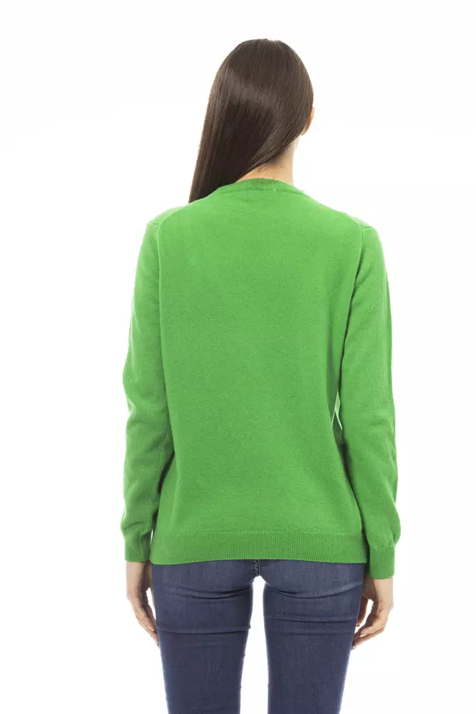 Emerald Elegance Wool-Cashmere Sweater