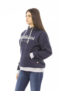 Thumbnail for Chic Blue Cotton Hoodie with Front Logo