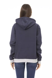 Thumbnail for Chic Blue Cotton Hoodie with Front Logo