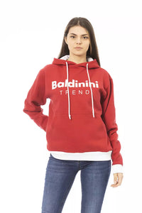 Thumbnail for Chic Red Cotton Hoodie with Front Logo