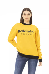 Thumbnail for Chic Yellow Cotton Fleece Hoodie with Logo