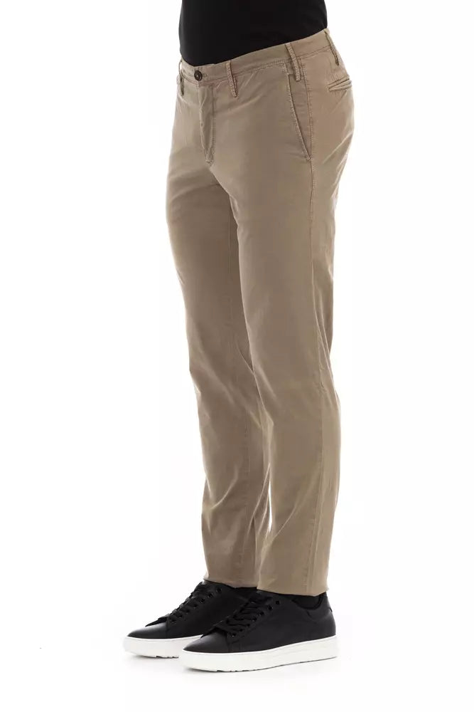 Elegant Beige Cotton Blend Trousers