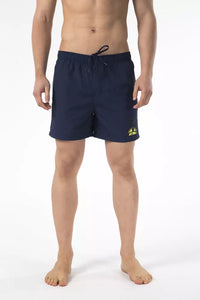 Thumbnail for Blue Drawstring Beach Shorts with Print Detail