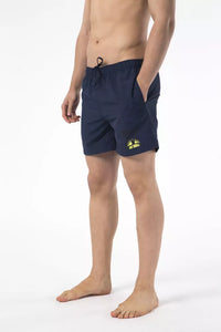 Thumbnail for Blue Drawstring Beach Shorts with Print Detail