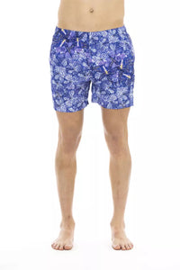 Thumbnail for Chic Light Blue Printed Beach Shorts