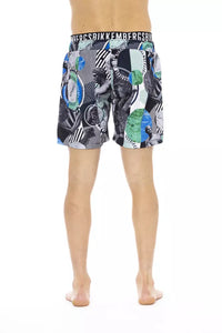 Thumbnail for Multicolor Printed Swim Shorts with Drawstring