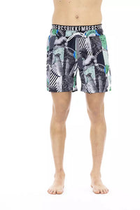 Thumbnail for Multicolor Printed Swim Shorts with Drawstring