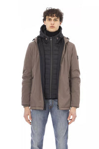 Thumbnail for Chic Beige Long Jacket with Monogram Detail