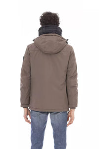 Thumbnail for Chic Beige Long Jacket with Monogram Detail