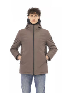 Thumbnail for Chic Beige Long Jacket with Monogram Detail