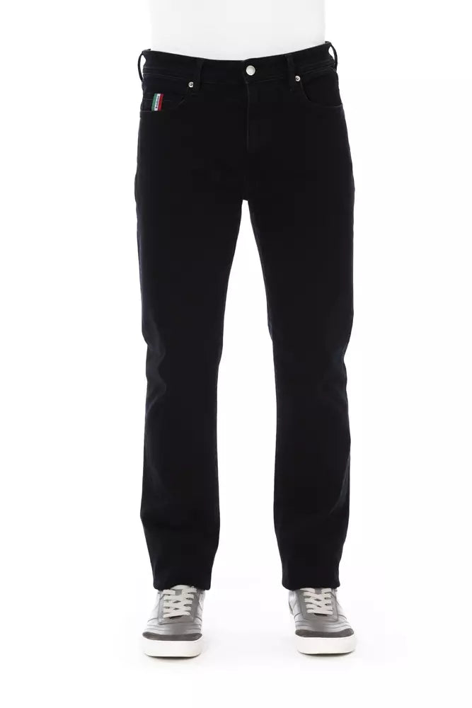 Elegant Black Cotton Blend Jeans