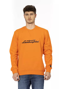 Thumbnail for Sleek Orange Crewneck Sweatshirt with Sleeve Logo