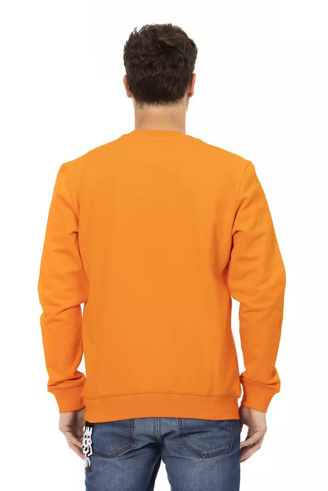 Sleek Orange Crewneck Sweatshirt with Sleeve Logo