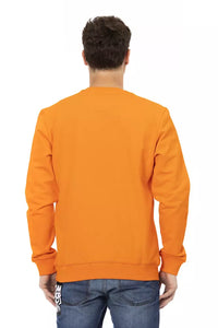 Thumbnail for Sleek Orange Crewneck Sweatshirt with Sleeve Logo