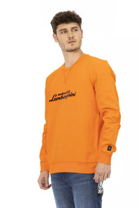 Thumbnail for Sleek Orange Crewneck Sweatshirt with Sleeve Logo