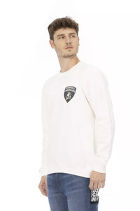 Thumbnail for Sleek White Crewneck Shield Logo Sweater