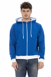 Thumbnail for Elegant Blue Wool Hoodie with Zip Closure