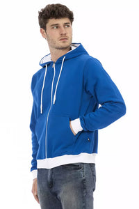 Thumbnail for Elegant Blue Wool Hoodie with Zip Closure