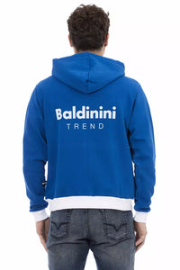 Thumbnail for Elegant Blue Wool Hoodie with Zip Closure