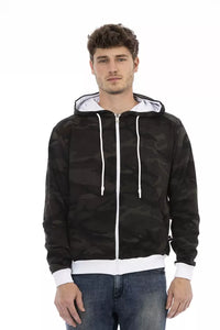 Thumbnail for Chic Green Brushed Wool Hoodie with Zip Closure