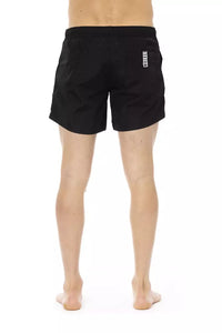 Thumbnail for Sleek Black Swim Shorts with Sporty Tape Detail