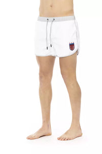 Thumbnail for Elegant White Swim Shorts with Unique Front Print