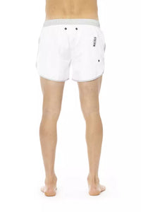 Thumbnail for Elegant White Swim Shorts with Unique Front Print