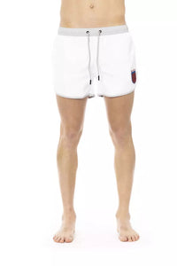 Thumbnail for Elegant White Swim Shorts with Unique Front Print