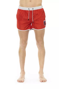 Thumbnail for Vibrant Red Swim Shorts with Front Print