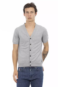 Thumbnail for Elegant Gray V-Neck Cotton Sweater
