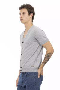 Thumbnail for Elegant Gray V-Neck Cotton Sweater