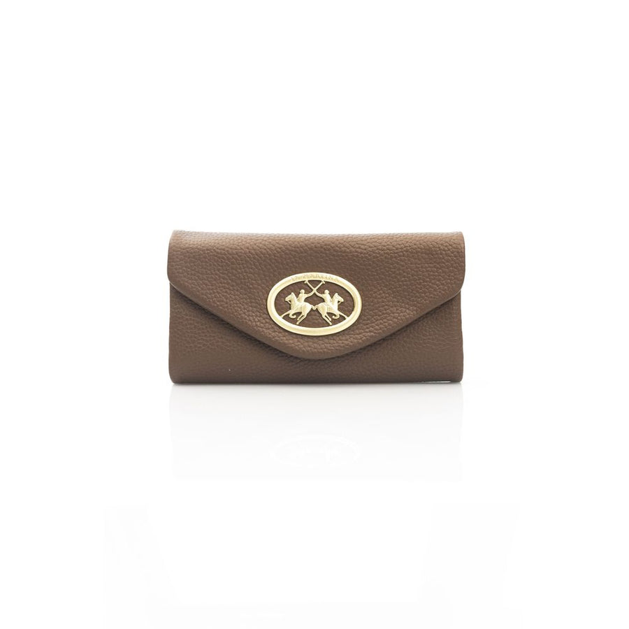 Elegant Brown Leather Wallet with Flap Closure