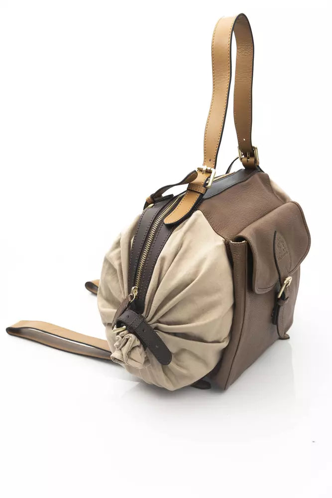 Elegant Beige Leather Backpack