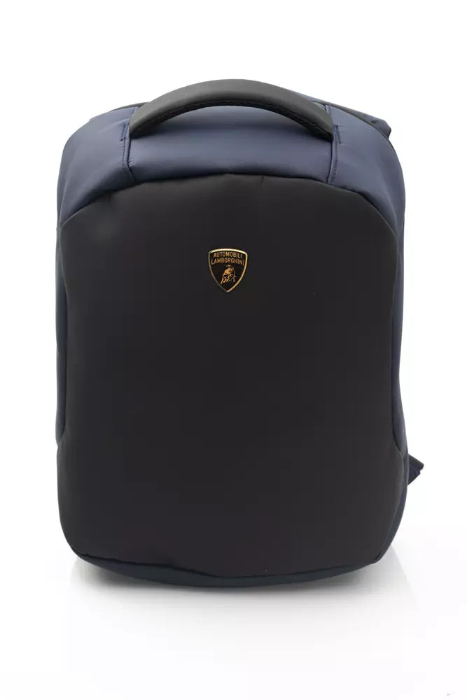 Sleek Blue Backpack with Signature Logo Detail