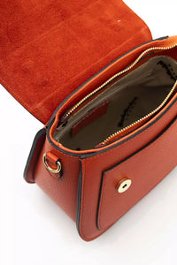 Thumbnail for Elegant Red Leather Shoulder Bag with Golden Accents