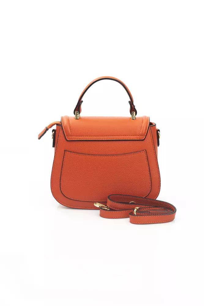 Elegant Red Leather Shoulder Bag with Golden Accents