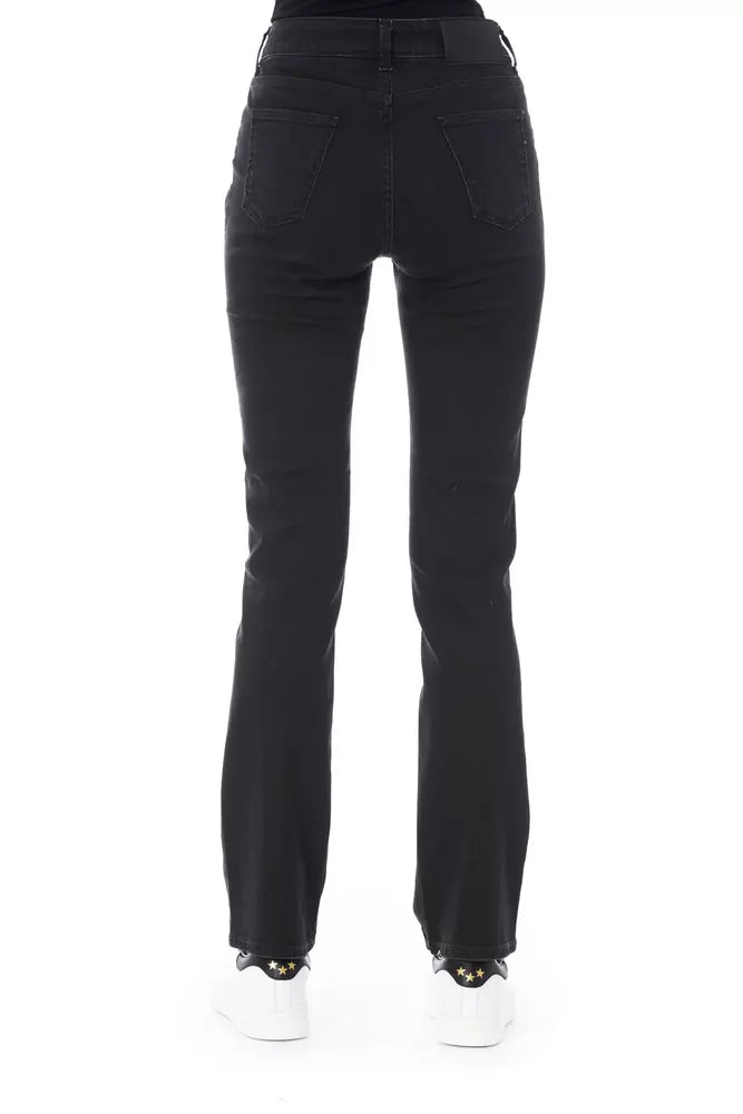 Elegant Black Cotton Stretch Jeans