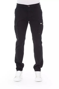 Thumbnail for Sleek Black Cargo Trousers - Stretch Cotton Blend