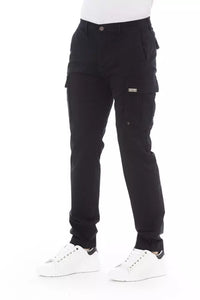 Thumbnail for Sleek Black Cargo Trousers - Stretch Cotton Blend