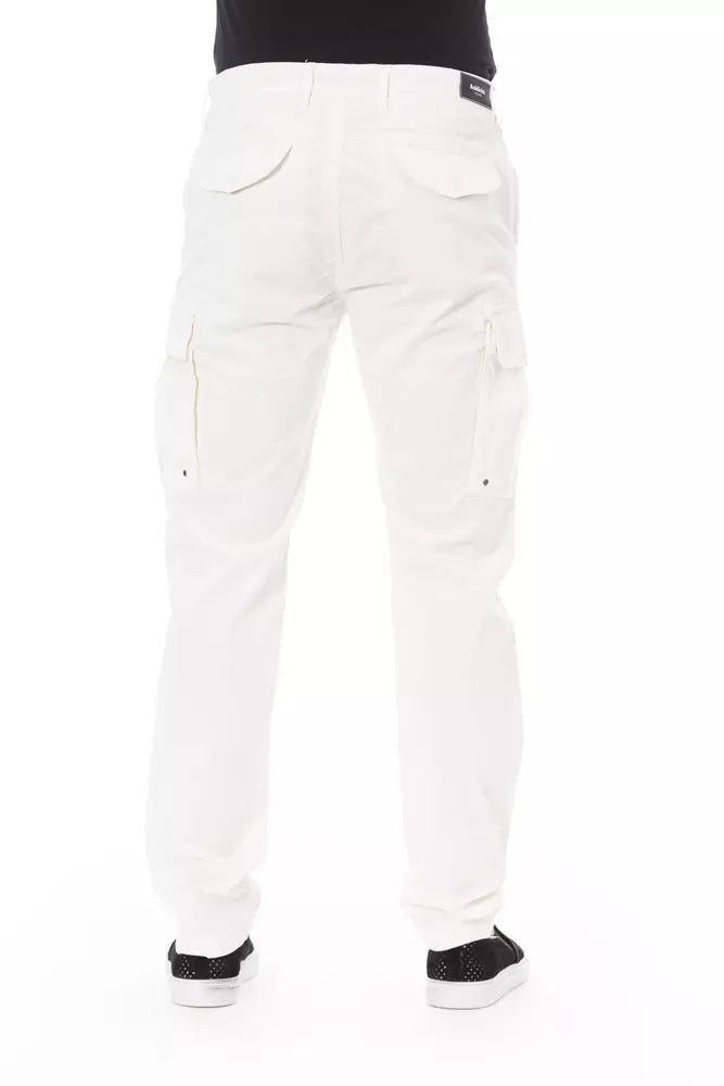 Chic White Cargo Trousers - Tailored Fit & Stretch