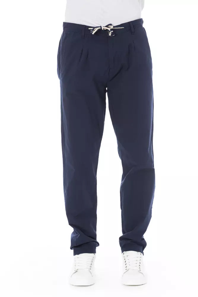 Elegant Blue Cotton Chino Trousers