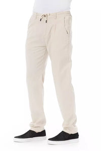 Thumbnail for Chic Beige Cotton Chino Trousers with Drawstring