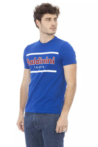Thumbnail for Chic Blue Cotton Tee with Front Print