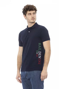 Thumbnail for Chic Short Sleeve Blue Polo Embroidery Detail