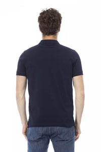 Thumbnail for Chic Short Sleeve Blue Polo Embroidery Detail